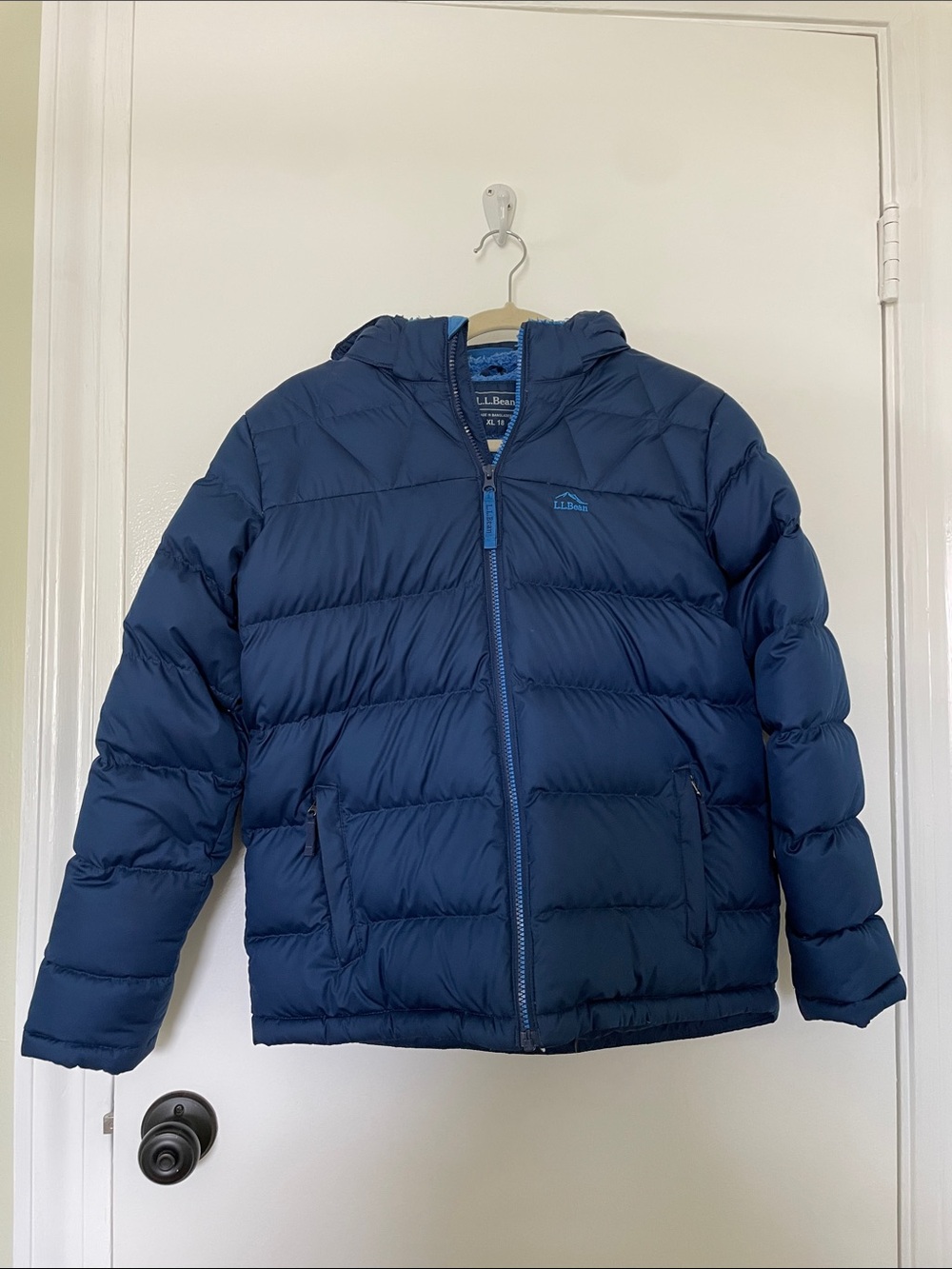 L.L. Bean Kids Navy Hooded Puffer Coat